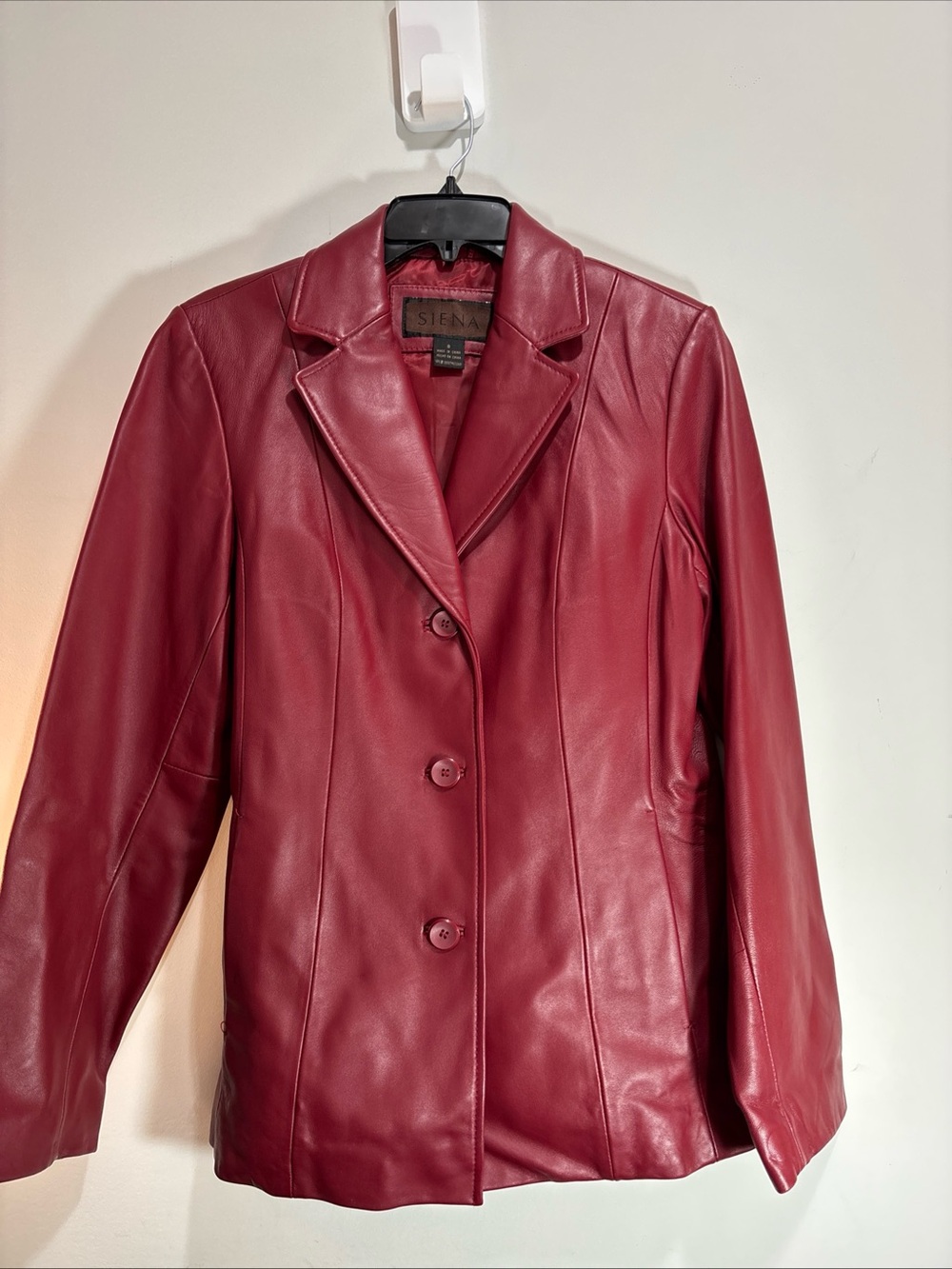 Siena Women's Red Soft Leather Blazer Jacket. 1356